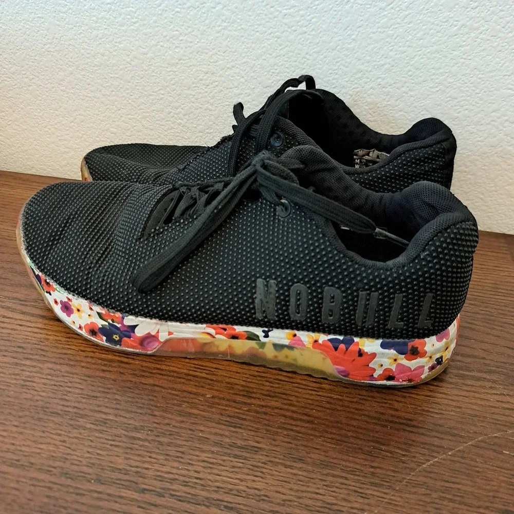NOBULL Outwork Trainers Black Wildflower Floral Cross Training Shoes Womens 8.5